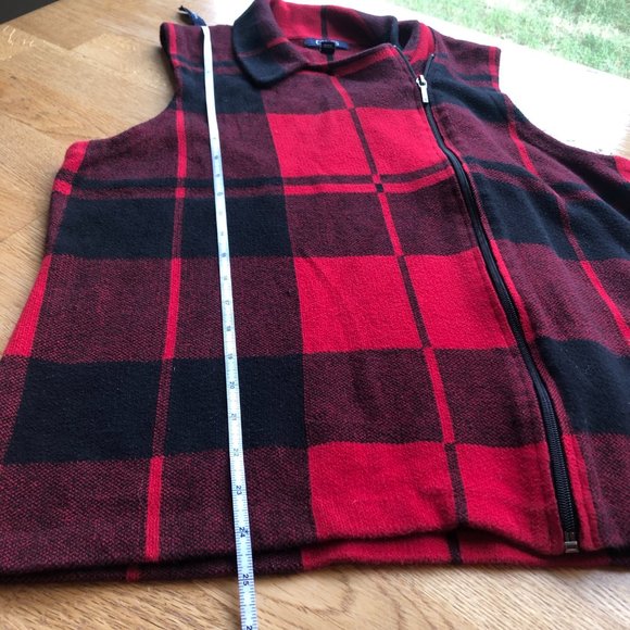 Chaps Asymmetrical Buffalo Plaid Vest Soft Cozy XL - Picture 8 of 9